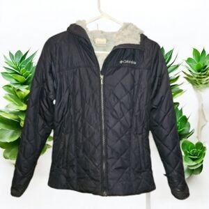 COLUMBIA jacket JUNIORS SZ S Navy fleece-lined Full-zip HoodedJACKET